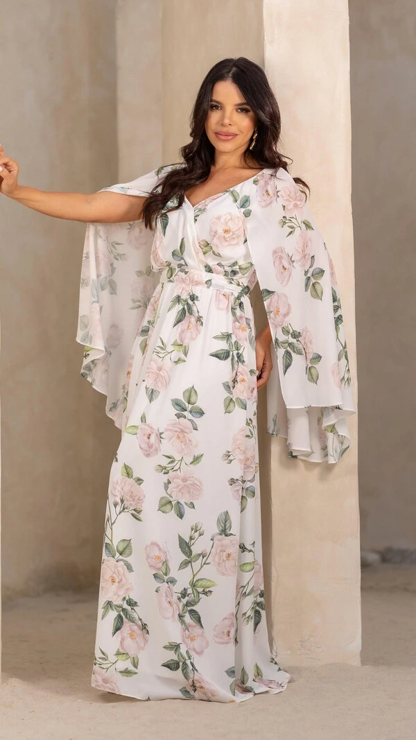 Vestido Longo Estampado Dorothy com Faixa na Cintura
