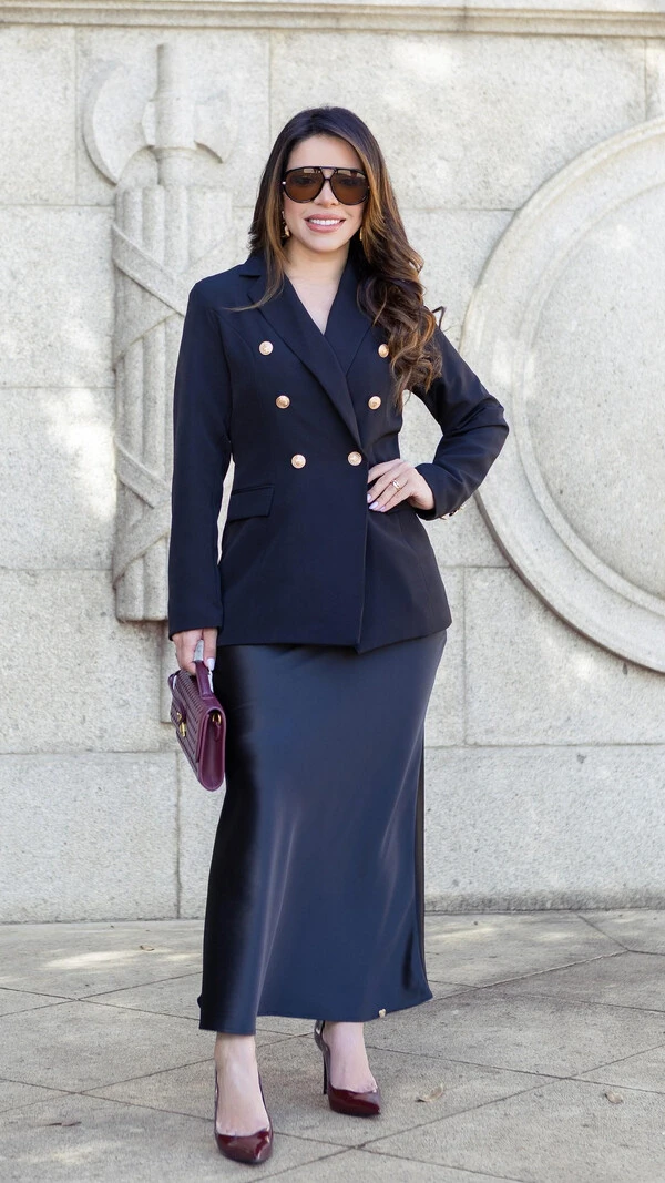 Blazer Theodora Alongado em Alfaiataria Forrado