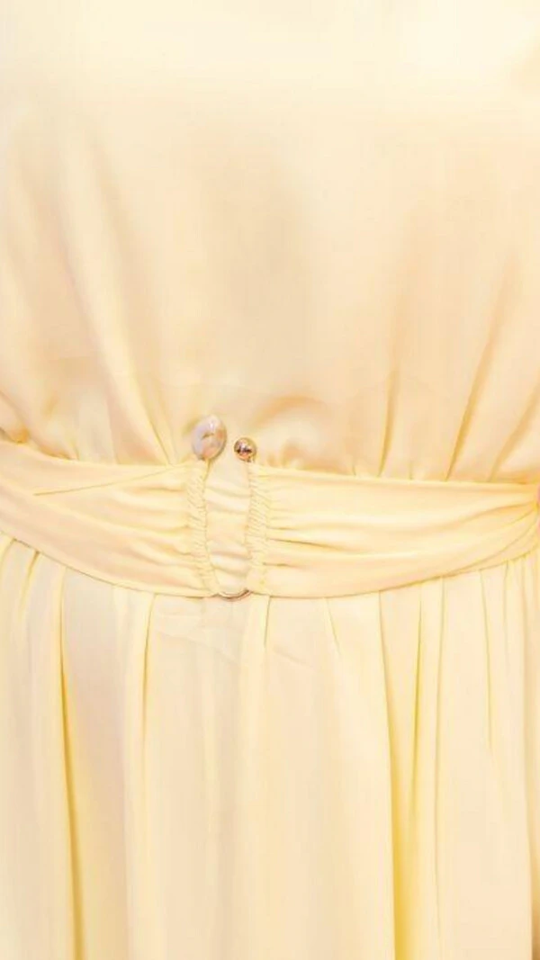 Vestido Longo Manga Fluida Ilana Cinto Faixa Gola Fechada