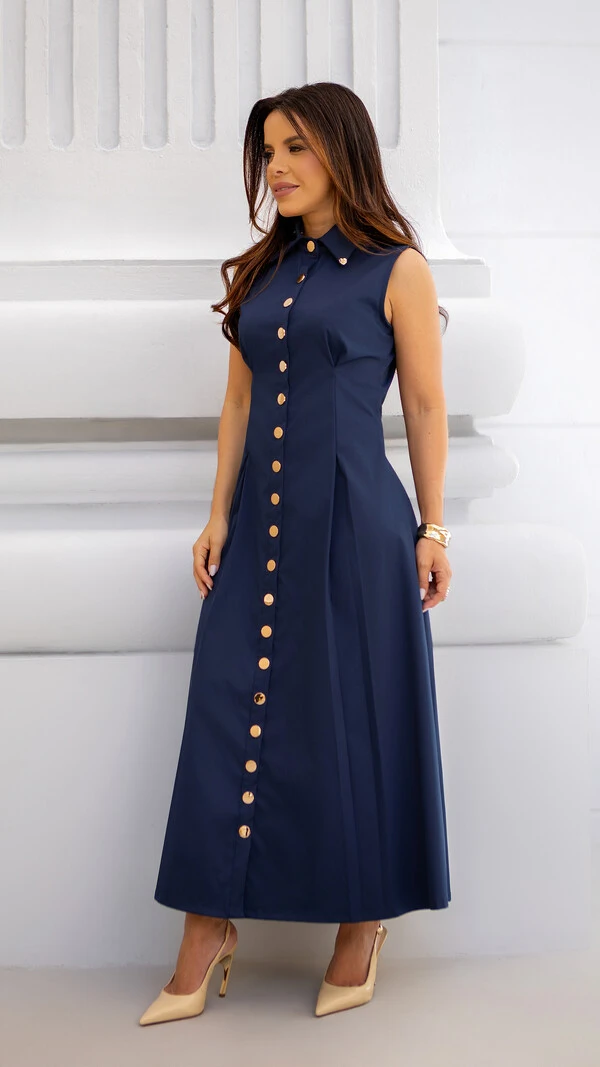Vestido Max Midi Liliane em Alfaiataria Sarjada