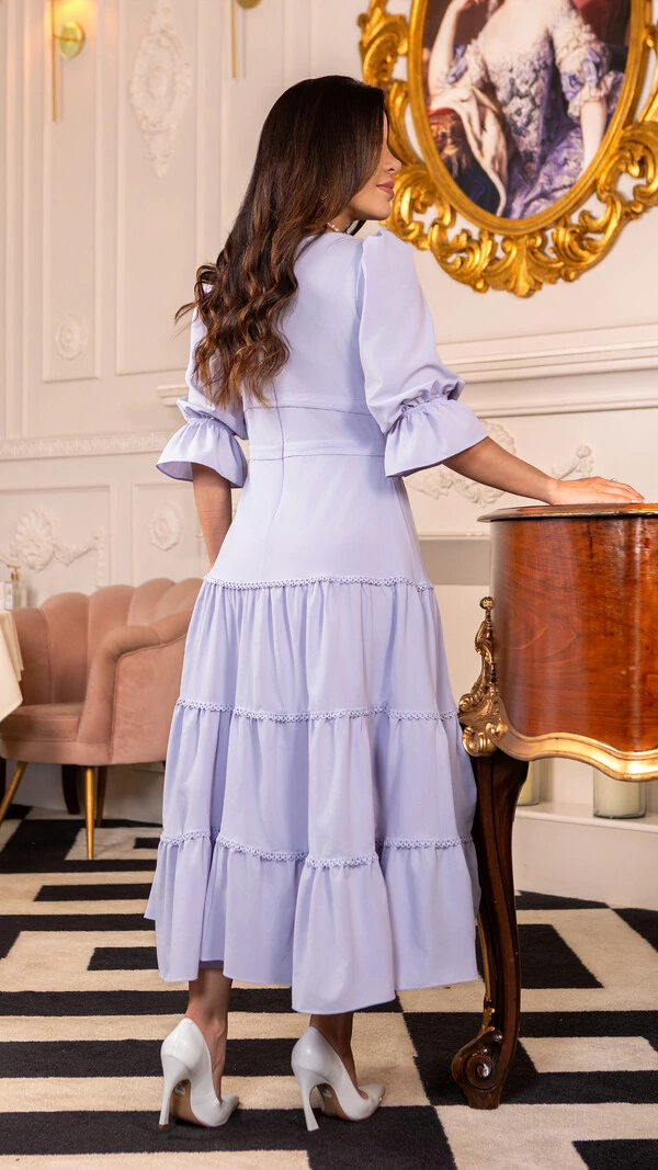 Vestido Max Midi Kira com Entremeios e Laços
