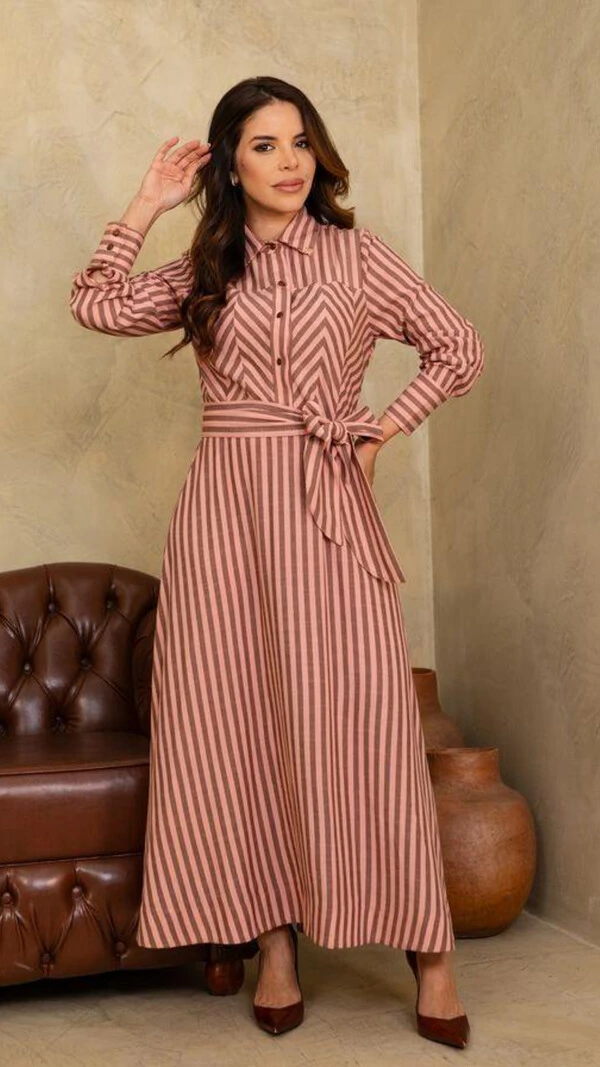 Vestido Midi Rosa Karine Viscose Gola