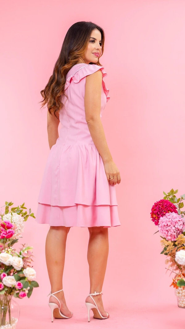 Vestido Curto Viscose Laisa Três Marias com Babados