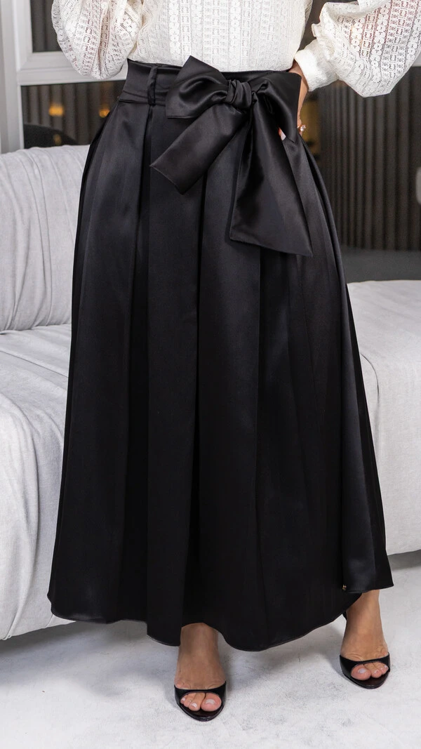 Saia Longa Aylin com Faixa Preto e Perola