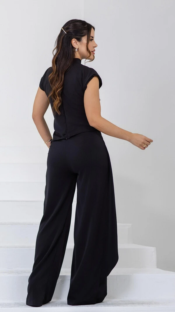 Calça Alfaiataria Ione Crepe Pêssego Pala Envelope