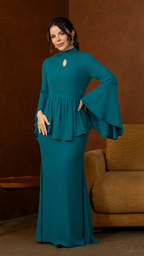 Vestido Longo Verde Tayane Crepe Gola Alta