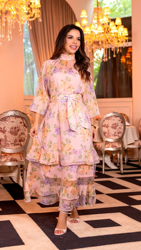 Vestido Longo Rubenita em Crepe com Faixa para Amarração