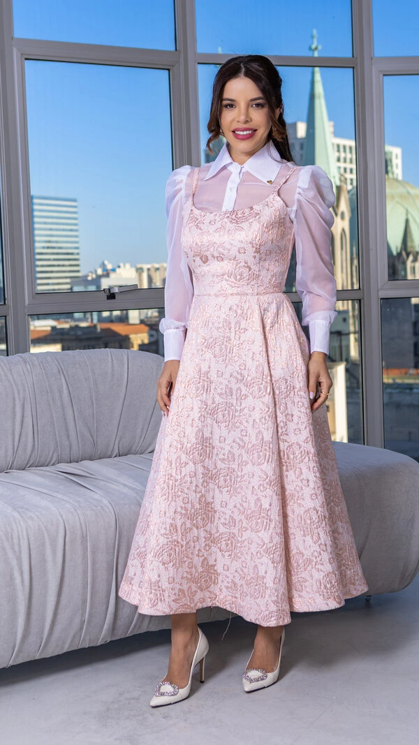 Vestido Max Midi Daniele com Alças e Modelagem Evasê