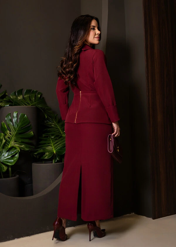 Vestido Max Midi Georgina em Alfaiataria com Corset