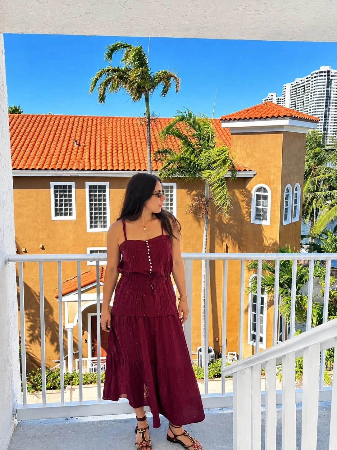 Foto Vestido Midi Vintage com Nervuras Vinho