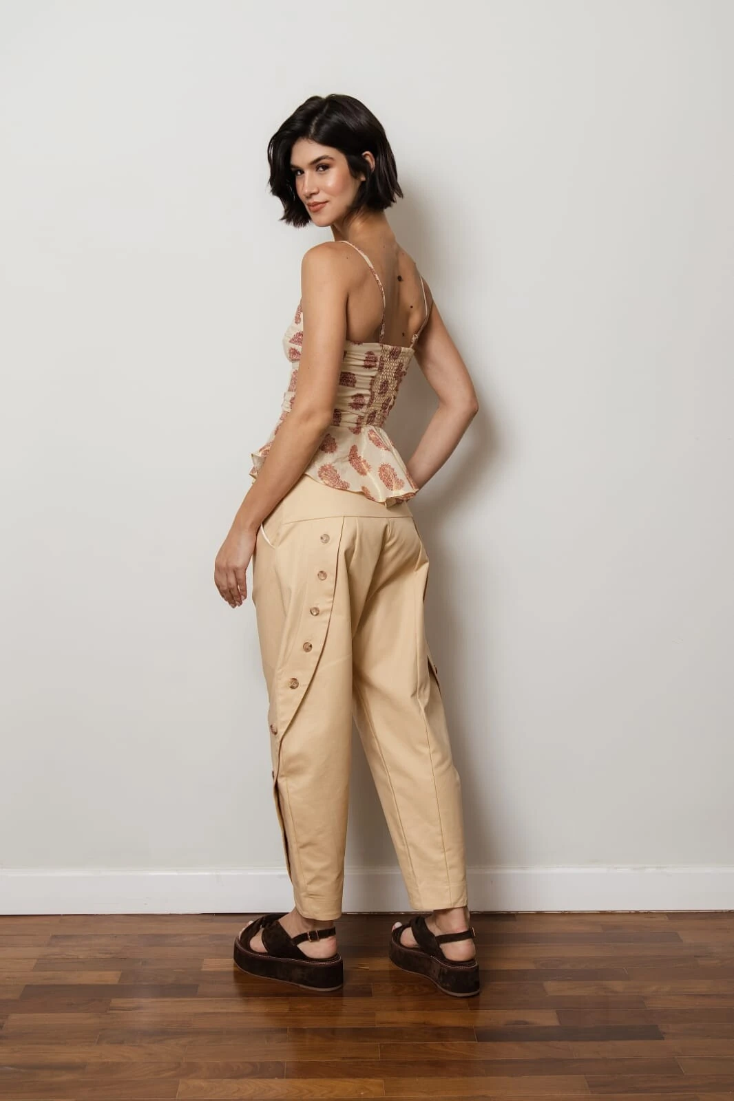 Foto Top Peplum de alça Estampado com detahes em Fio de Ouro