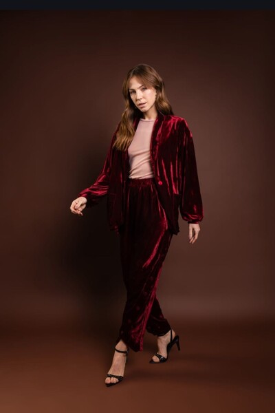 FotoConjunto Veludo Botoes Jogger