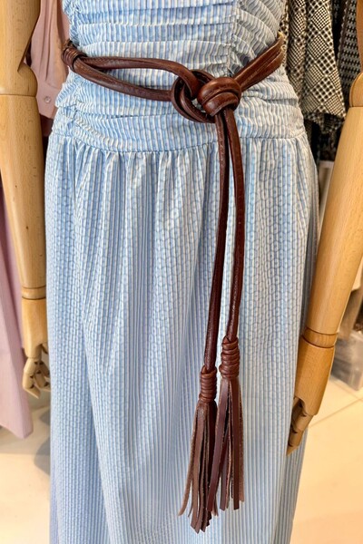 Foto Cinto corda couro ponta franja