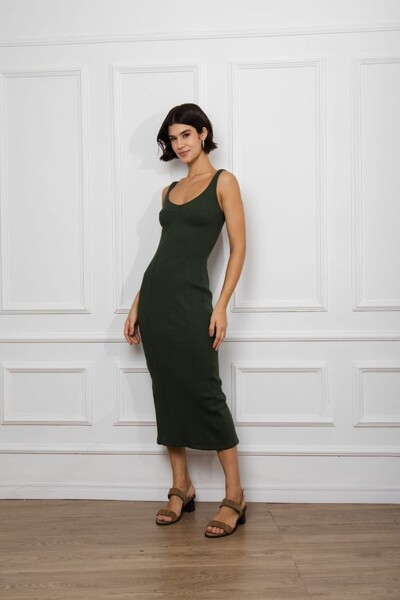 Foto Vestido Malha Recortes Corset