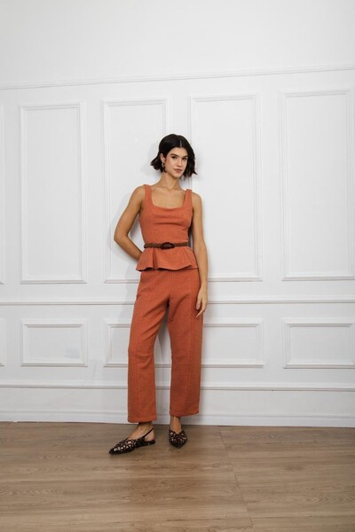 Foto Calca Tweed Liso Recorte