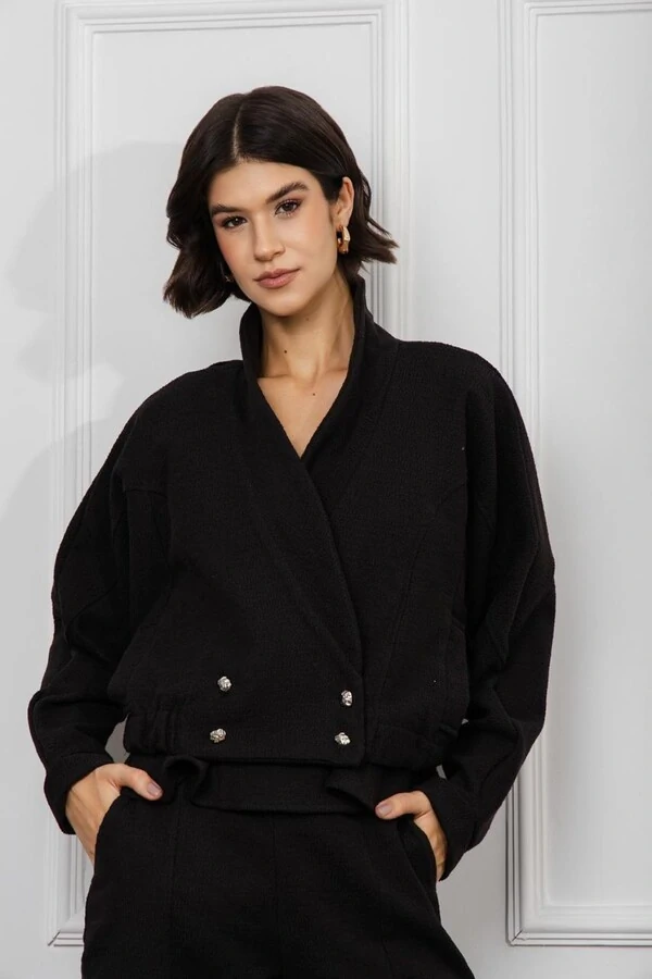 Jaqueta Bomber Tweed Liso