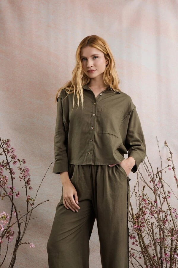 Calca Pantalona com Babadinhos Laterais