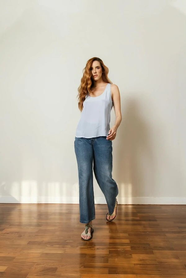Calça Pantalona Jeans