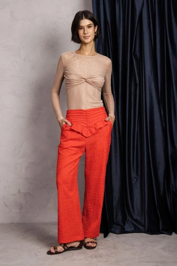 Blusa Tule Busto Franzido