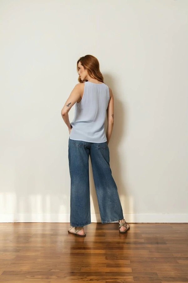 Calça Pantalona Jeans