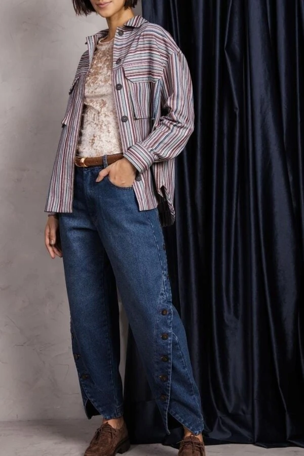 Jeans Recorte Botoes