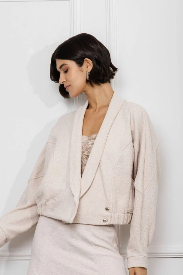 Jaqueta Bomber Tweed Liso