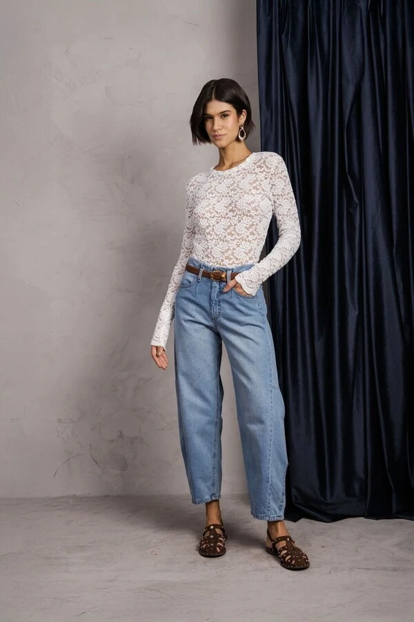 Blusa Renda Manga Longa