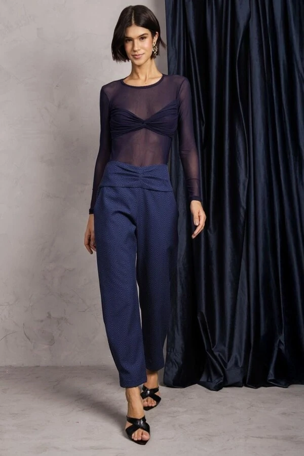 Blusa Tule Busto Franzido