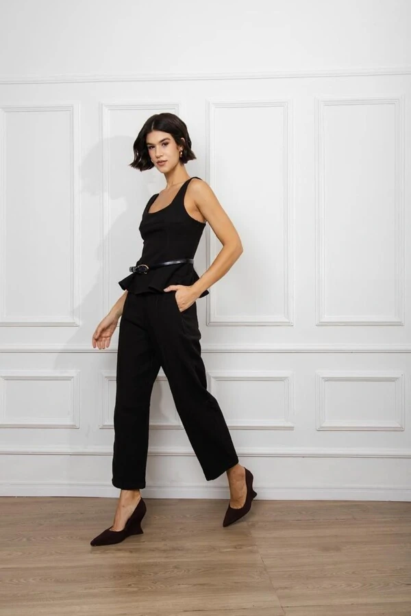 Top Peplum Evase Tweed