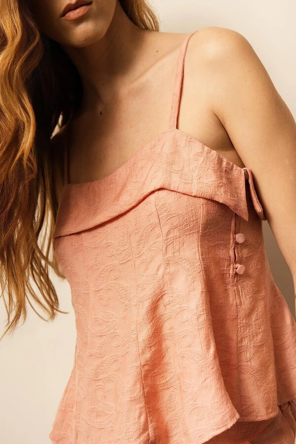 Conjunto Blusa de Alça e Calça bordado em detalhes de Cashimir