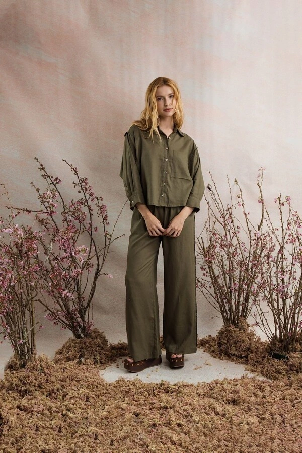 Calca Pantalona com Babadinhos Laterais