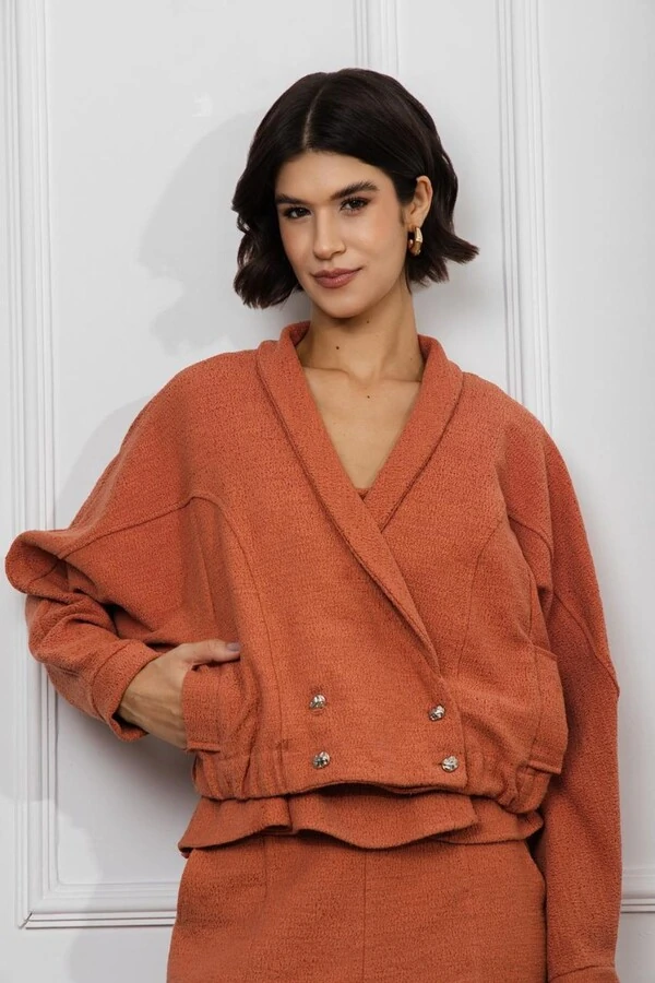 Jaqueta Bomber Tweed Liso