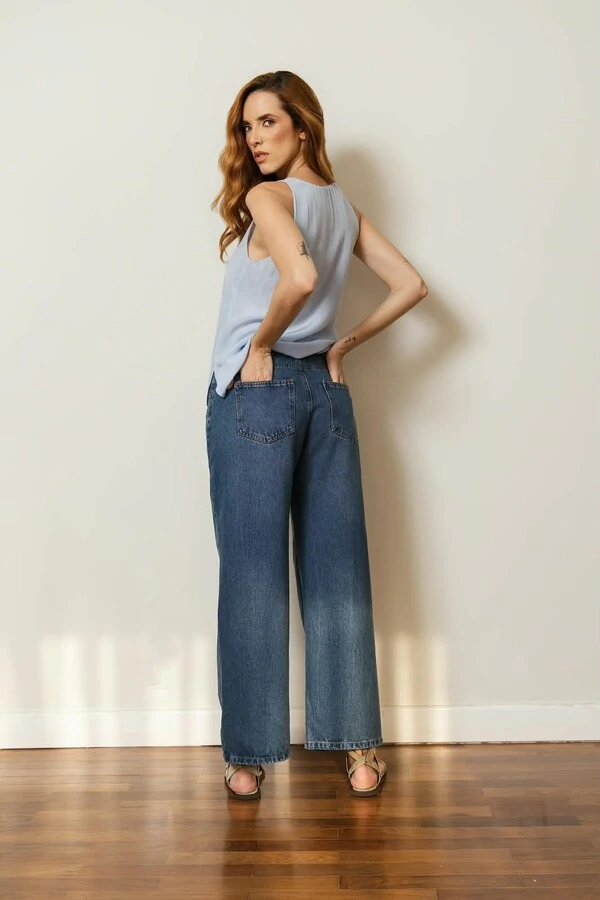 Calça Pantalona Jeans