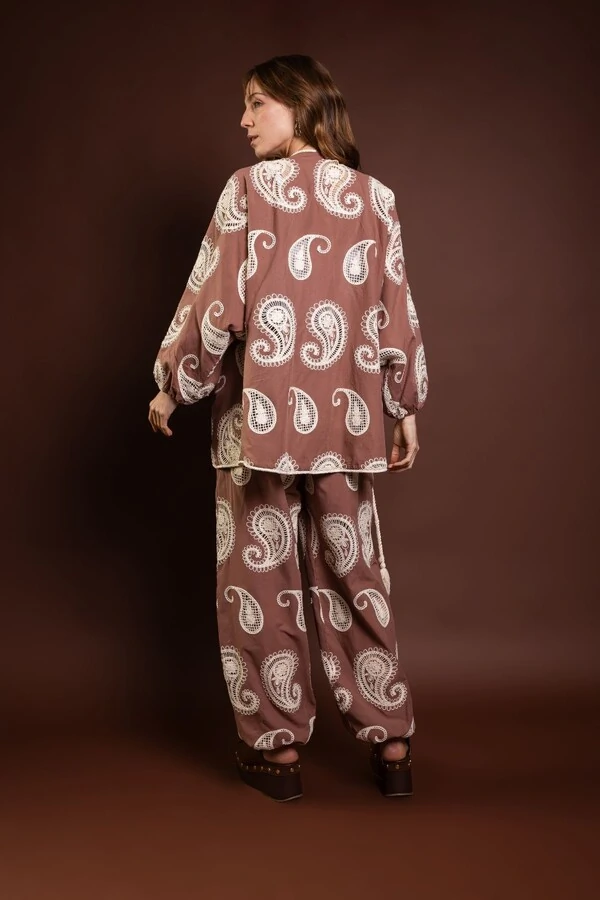 Kimono Morcego Algodao Bordado Kashmir