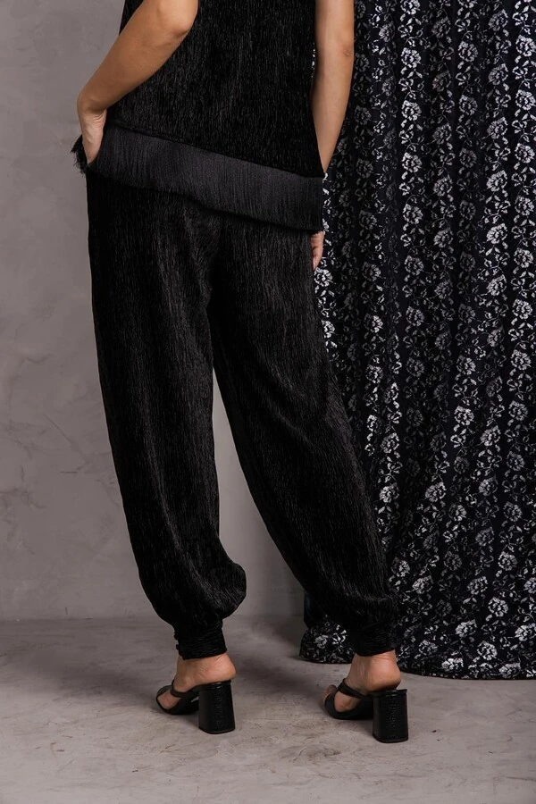 Conjunto Plissado Veludo Franja