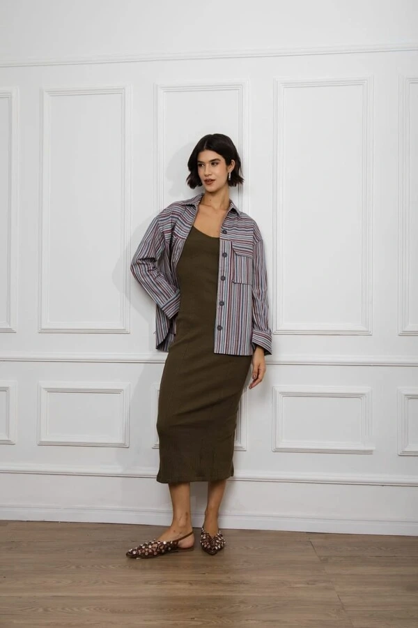 Vestido Malha Recortes Corset