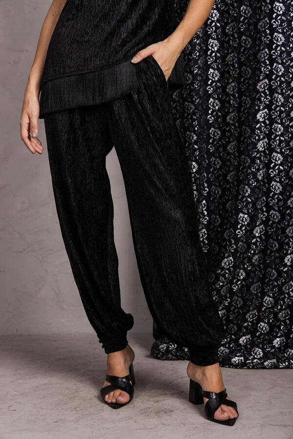 Conjunto Plissado Veludo Franja