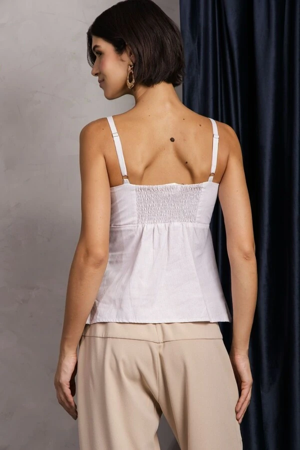 Top Busto Franzido Listrado