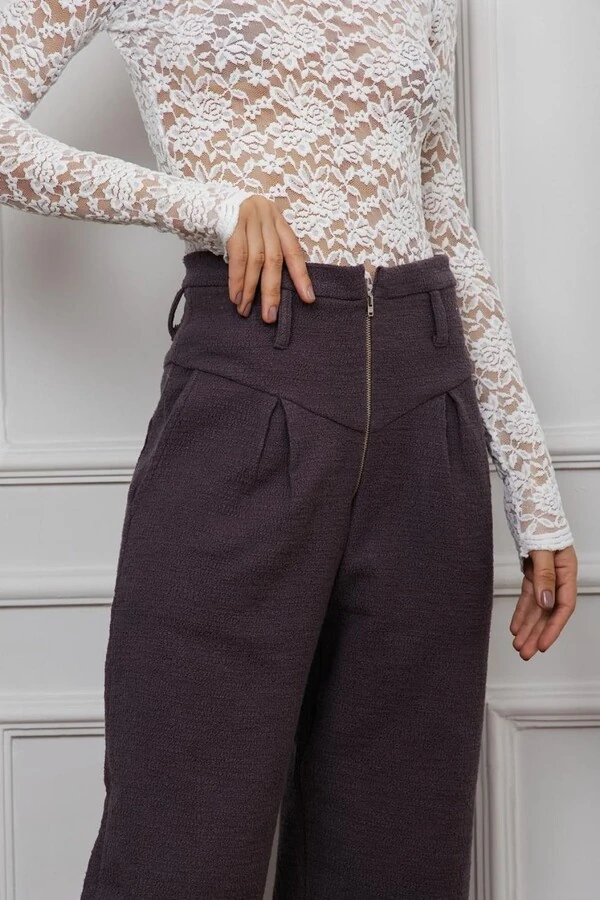 Calca Tweed Liso Pala c/ Ziper