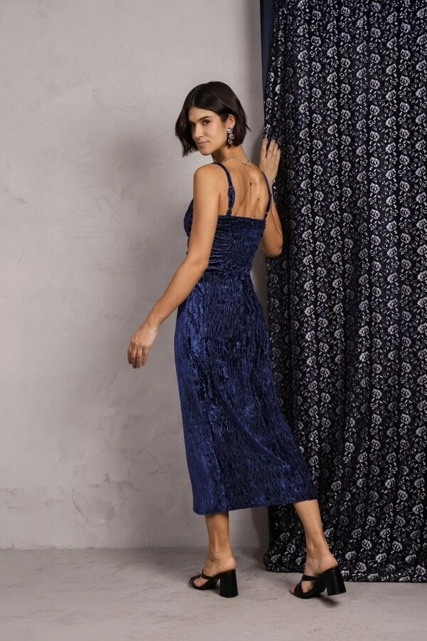 Vestido Veludo Plissado