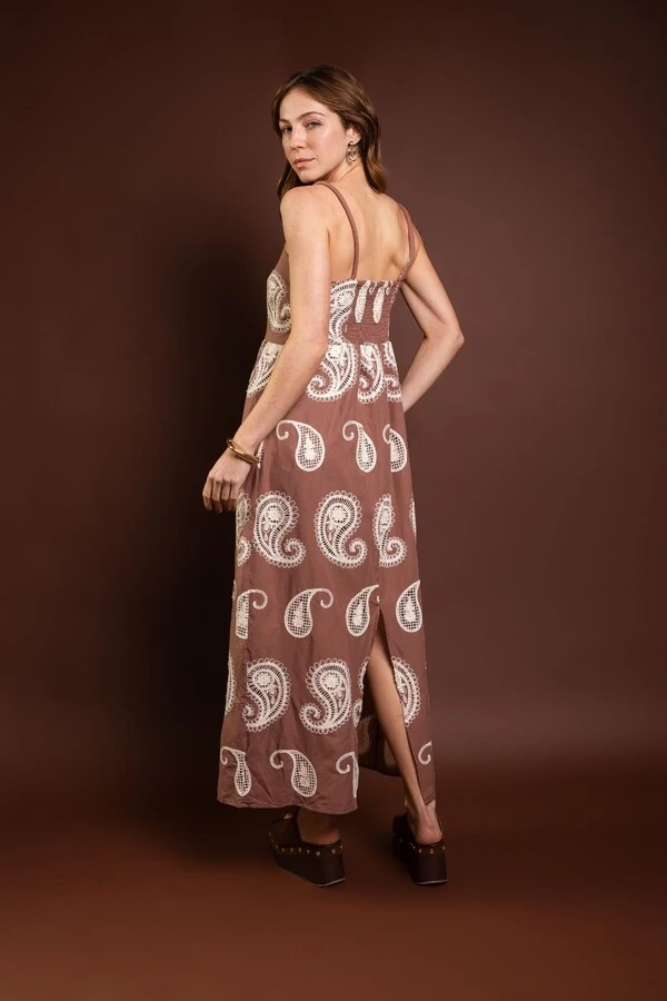 Vestido Algodao Bordado Kashmir