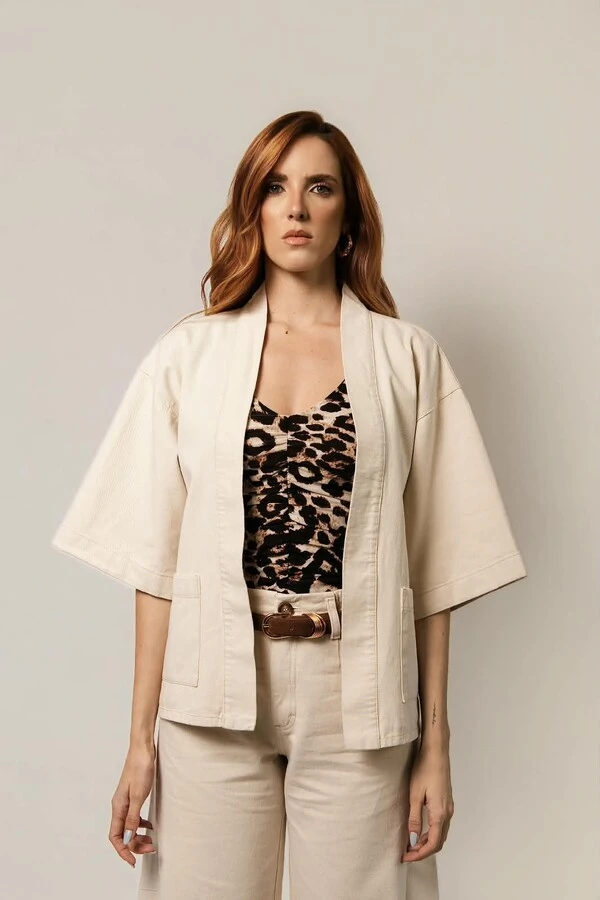 Kimono Jeans Manga Curta