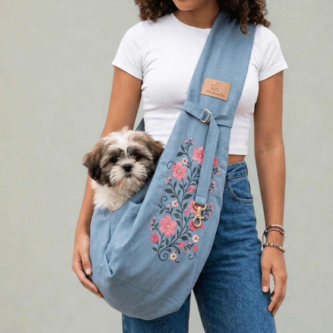 Foto Sling Jeans com Bordado Floral