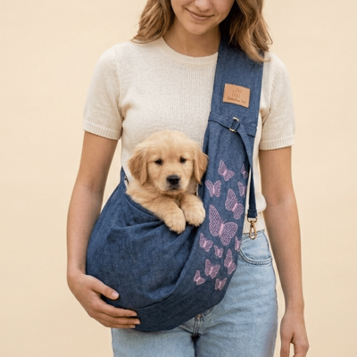 Foto Sling Jeans com Bordado Borboletas