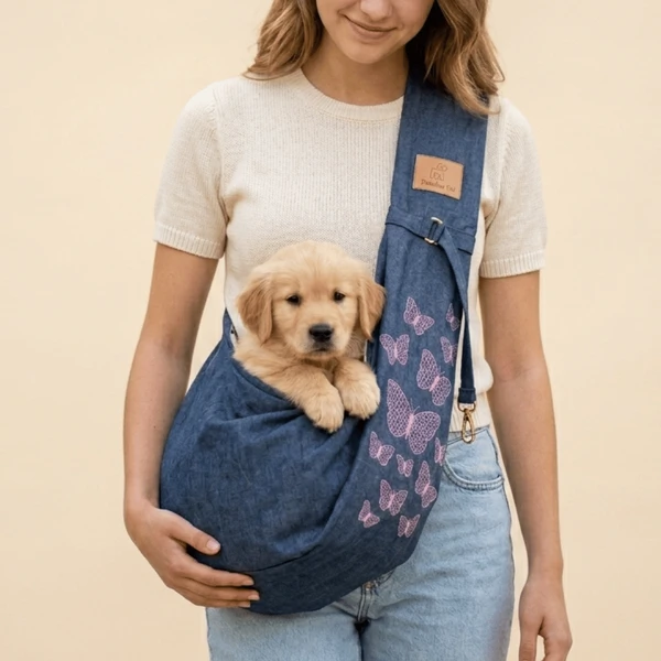 Sling Jeans com Bordado Borboletas