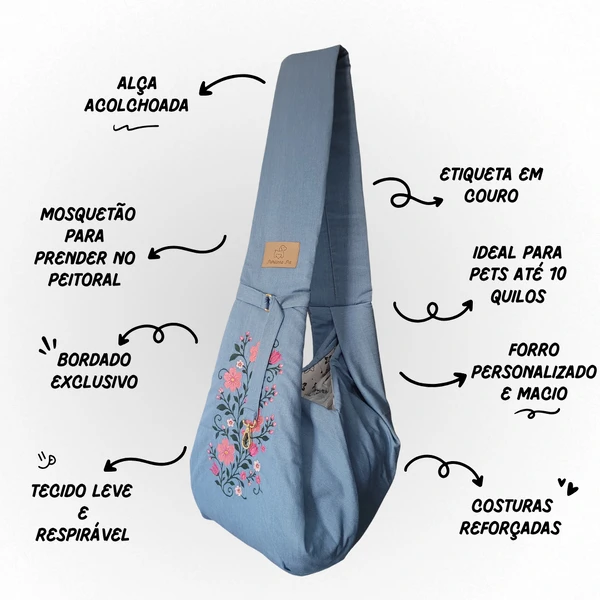 Sling Jeans com Bordado Floral