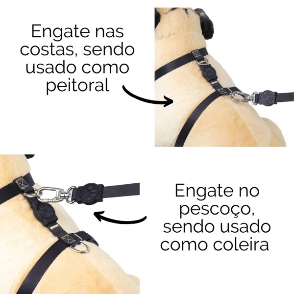 Peitoral H com Guia - Animale Rose