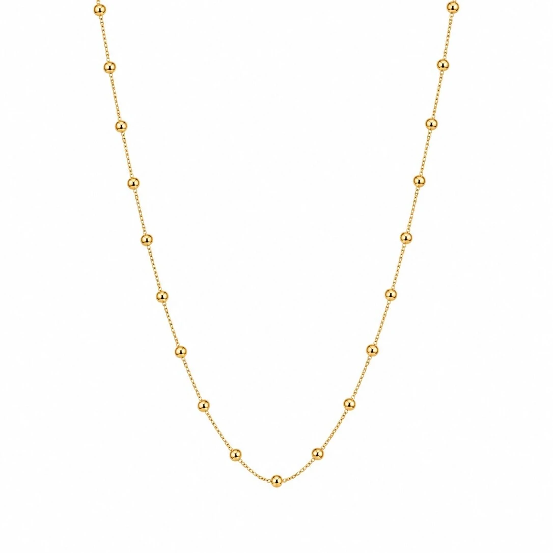 Foto Colar Longo Bolinhas em Dourado