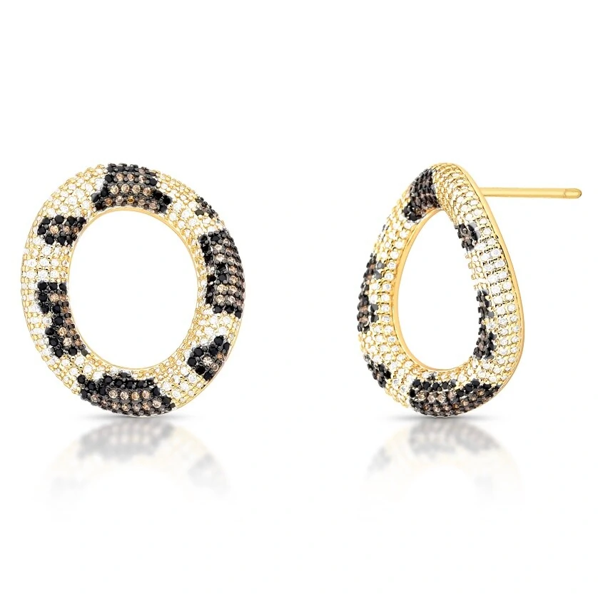 FotoBrinco Redondo Animal Print Cravejado em Dourado