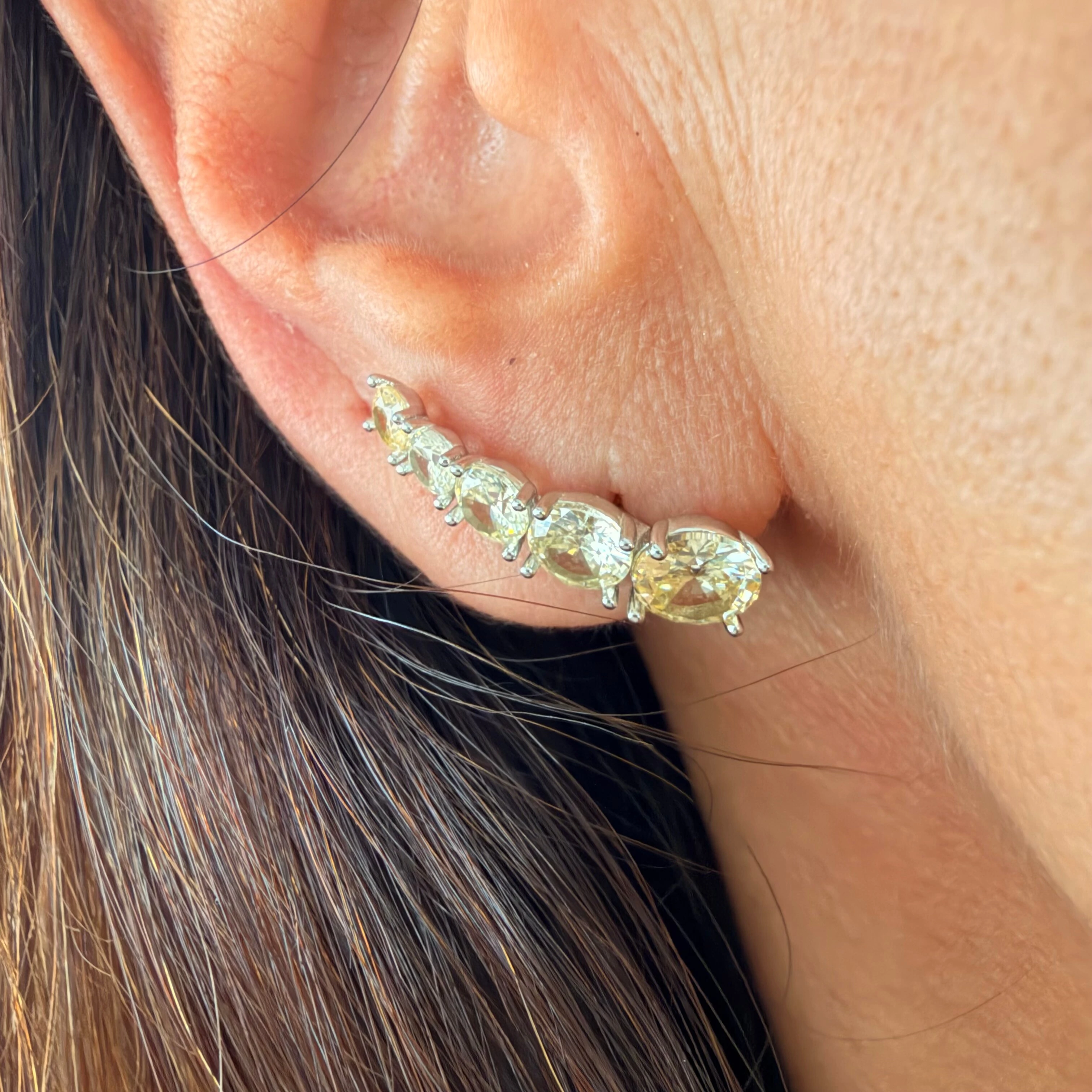 FotoBrinco Earcuff Citrino Decrescente em Prata 925